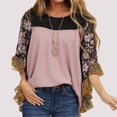 thumbnail image 2 of Huaizzzy Femmes Mode Manches Chauve-Souris Agencement de Couleurs Imprimé Léopard Floral T-Shirt à Manches Mi-Longues T-Shirts à Manches Longues pour Femmes T-Shirts Graphiques pour Femmes Chemises pour Femme Chemises d'Été Cache la Sueur Col Roulé, 2 of 5