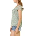 thumbnail image 4 of INSPIRE CHIC Blouse Fleurie pour Femme Été Décontractée Col Carré Chiffon Manches Courtes Chemises à Volants TP Vert, 4 of 8
