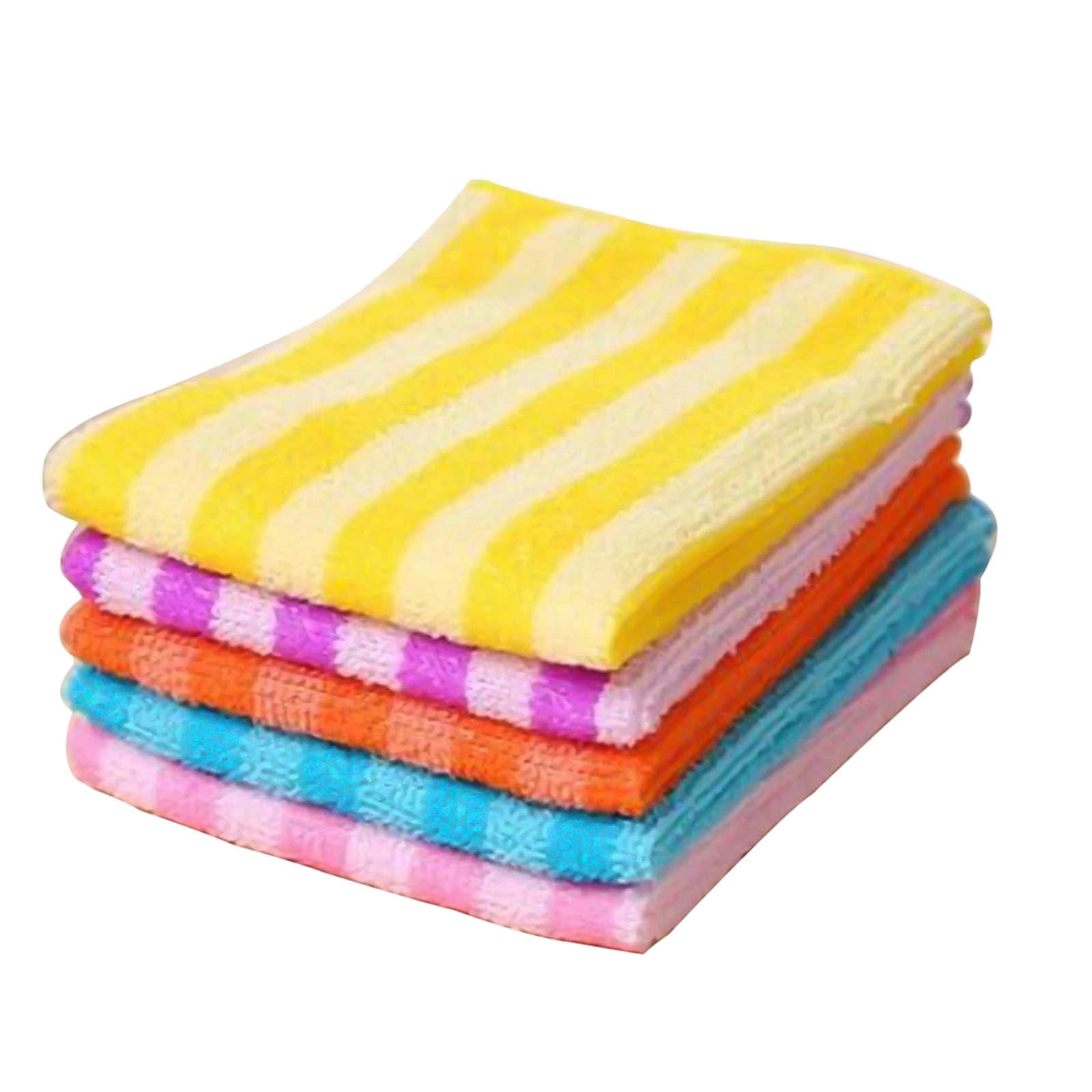 Wipes 2 Category Microfiber Dish Cloth Bundle for Kitchen Cleaning Striped Towels Set of Five Reusable Wipes