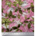 thumbnail image 1 of Soimoi Pink Rayon Crepe Fabric Artistic Leaves Printed Fabric 1 Yard 46 Inch Wide, 1 of 5