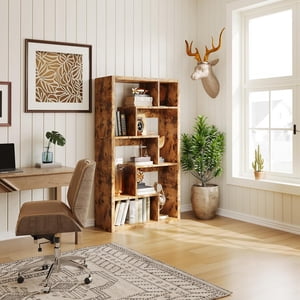 Bibliothèques Géométriques Étagère en bois Étagères de rangement sur pied Accueil Bibliothèque de bureau Étagère de rangement pour chambre et salon Vintage