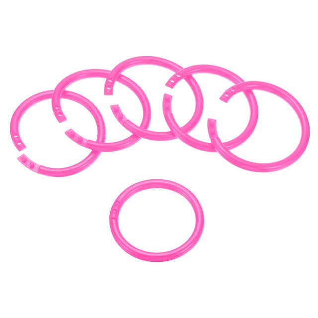 Unique Bargains Pink 50 Count 2' OD 1.6' ID Loose Leaf Rings Binder Ring Plastic O Rings for Book Scrapbook