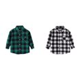thumbnail image 1 of Lot de 2 (Blanc 1 Pcs et Vert 1 Pcs) Multipack Veste en Flanelle à Manches Longues Hauts à Carreaux Manches Longues Col à Revers Chemise-Veste Boutonnée Chemise Haut Manteau Vêtement d'Extérieur, 1 of 4