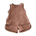 thumbnail image 3 of Birdeem Ensemble Débardeur Décontracté Sans Manches pour Filles, Col Rond, Bretelles, Pantalon Court Ample, 3 of 8