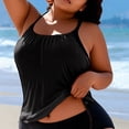 thumbnail image 5 of FAVIPT Plus Size 2 Piece Bathing Suit for Women Tummy Control Ruched Swimsuits Tropical Beach Drawstring Tankini Black,XXXXXL, 5 of 5