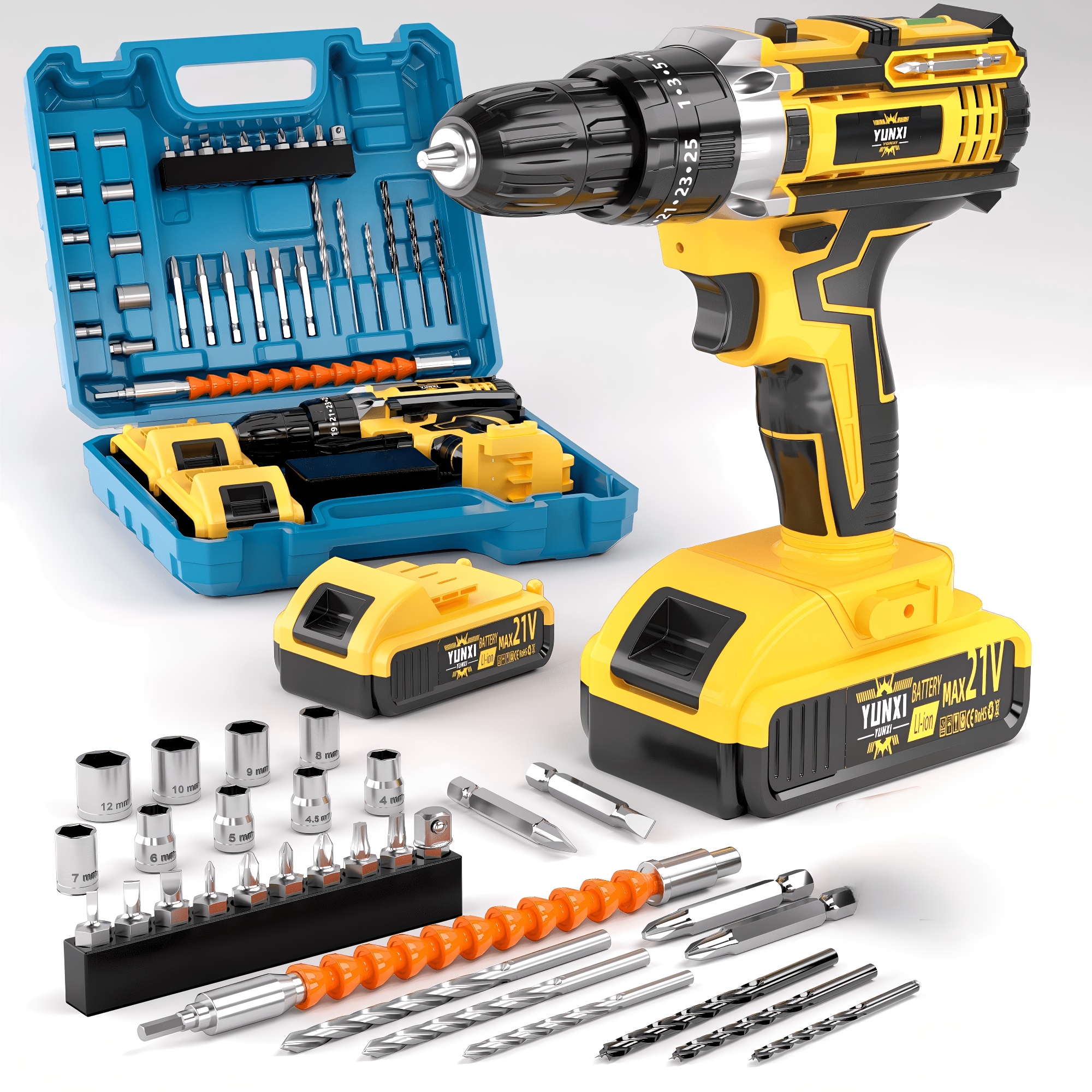 21V Cordless Drill Set, Multifunctional Home Tool Kit, Handheld Electric Screwdriver with Optional Battery & Charger, Portable Drill with Toolbox for DIY & Repairs