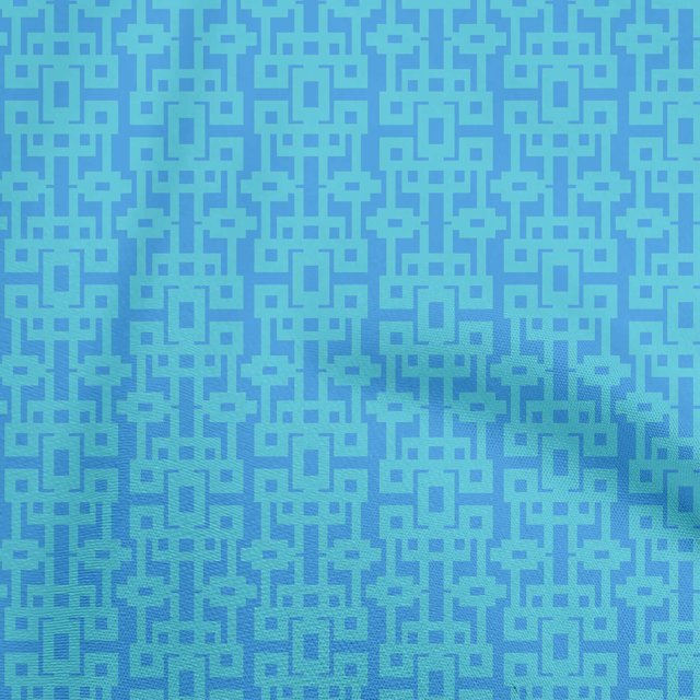 oneOone Viscose Chiffon Turquoise Blue Fabric Geometric Craft Projects Decor Fabric Printed By The Yard 42 Inch Wide