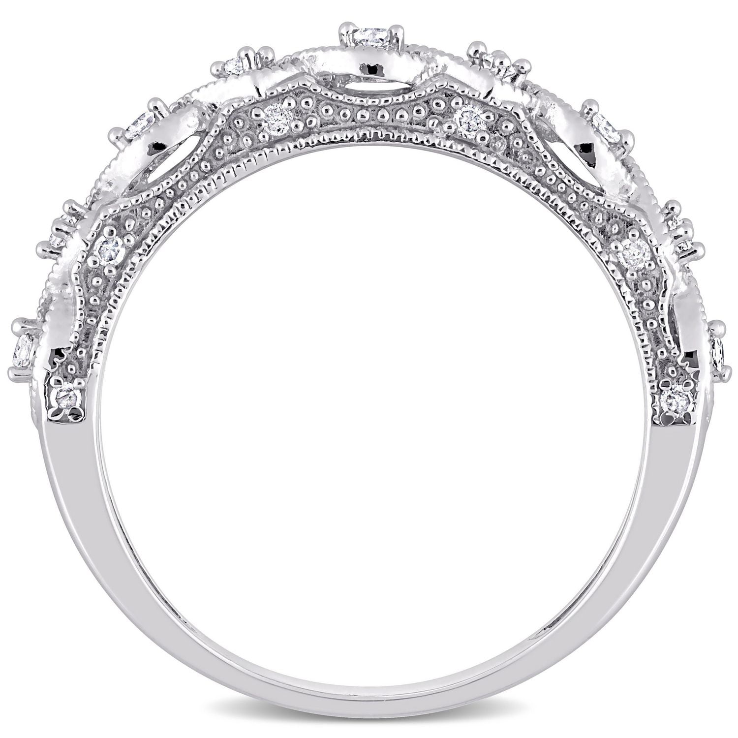 Bague d’anniversaire de Miabella avec 1/8 carat poids total de diamants en argent sterling