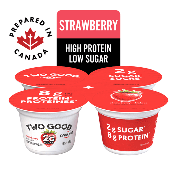 Two Good Low Sugar Yogurt, Strawberry, 4x95g