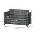 thumbnail image 3 of Outsunny Causeuse de Patio 2 Places Fauteuil de Luxe en Osier, Gris, 3 of 10