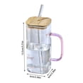 thumbnail image 2 of Heat Glass Drinking Cup with Lid and Straw 400ML Capacity Ideal for Iced Coffee Juice Milk and Various Cold Beverages Modern Handle Design for Home Bar Travel or Camping Use, 2 of 5