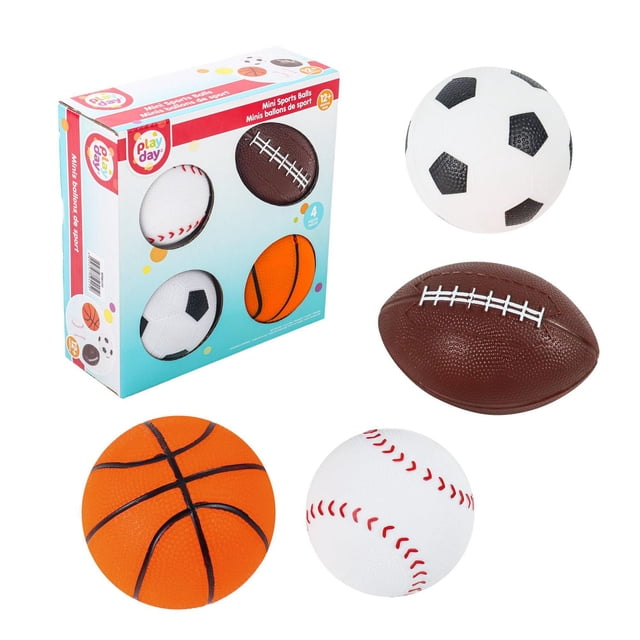 Play Day PL 4-Piece Mini Sports Balls Set, 8cm Diameter