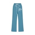 thumbnail image 4 of VEKDONE Womens Cotton Linen Capris Pants Print Capri Pant Blue M, 4 of 4