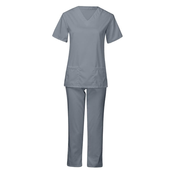 Xuanheng Women Scrubs Set Nurse Scrubs Workwear Work Clothing Female Scrubs Top and Pants M