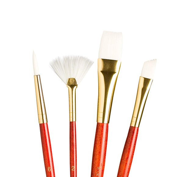 Princeton Série Real Value 9000 Rouge Ensembles de Brosses à Manche Court 9120 Ensemble de 4