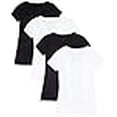 thumbnail image 3 of 2 or 4 Pack Zenana Women's Basic Short Sleeve V-Neck T-Shirts, Black/ white, Medium, 3 of 4