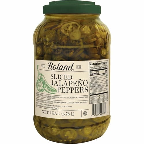 Roland Rondelles de Piments Jalapeño Tranchés en Saumure, Anneaux de Piments Marinés Relevés, Pichet de 1 Gallon (3,79 L)