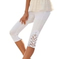 thumbnail image 2 of lcziwo Women's Plus Size High Waist Drawstring Capri Pants with Pockets, White, 2 of 6