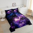 thumbnail image 4 of Erosebridal Couple Wolf Bedding Twin Comforter Set, Galaxy Floral Down Comforter, Romantic Animal Decor, Reversible, 4 of 7