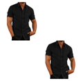 thumbnail image 2 of pitrice Chemise Homme à Simple Boutonnage Été Boutonnée Col Rabattu Chemises Polyester Mode Vêtements Cadeau d'Anniversaire Noir TG 2Set, 2 of 6