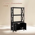 thumbnail image 3 of Costway Bathroom Storage Cabinet with Open Shelves & Double Doors Modern Storage Organizer Black, 3 of 10