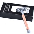 thumbnail image 3 of PARKER 29L ROSE GOLD LONG HANDLE BUTTERFLY OPEN SAFETY RAZOR & 5 BLADES, 3 of 3