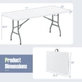 thumbnail image 3 of Gymax Table Pliante Portable de 6 Pi avec Plateau en HDPE, Mécanisme de Verrouillage Sécuritaire, Poignée de Transport, Blanc, 3 of 10
