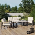 Better Homes & Gardens Ventura 4-Piece Steel Outdoor Patio Conversation Set with Cushions and Patio Cover, Beige