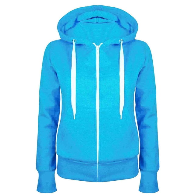 TIMIFIS Chandail à Capuchon à Manches Longues pour Femmes, Veste de Survêtement Zippée avec Poches - Bleu Pâle - 1 - Sfall