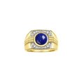 thumbnail image 1 of RYLOS Mens Rings Yellow Gold Plated Silver Designer Round Gemstone &  Diamond Ring Lapis September Birthstone Rings For Men, Men's Rings, Silver Rings, Sizes 8 - 13, 1 of 7