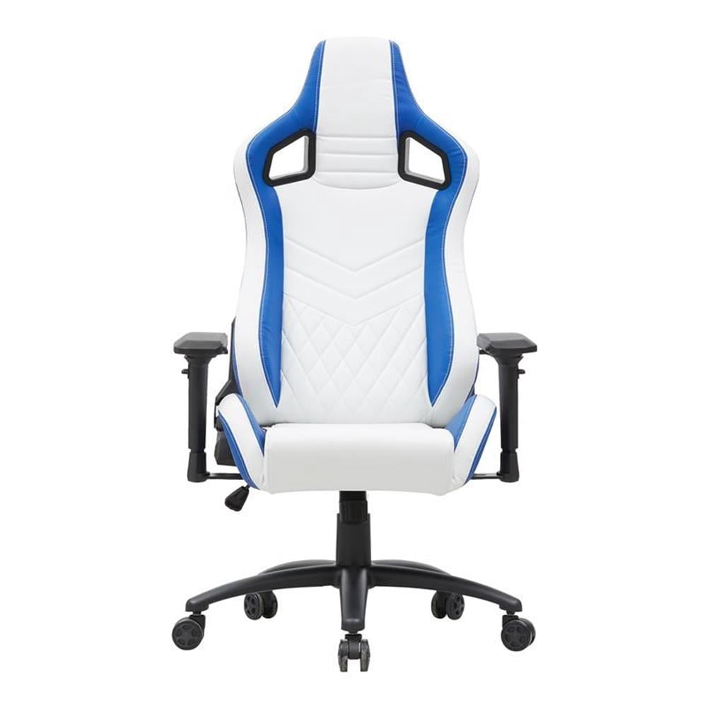 Furniture of America Chaise de Jeu Réglable en Similicuir Simple, Blanc et Bleu