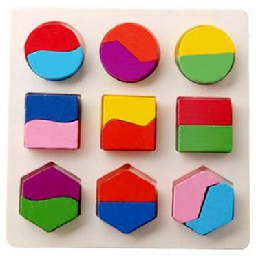 EGNMCR Enfants Bébé Casse-Tête en Bois Géométrie Blocs de Construction Apprentissage Précoce Jouet Éducatif Casse-Tête Cadeaux d'Anniversaire pour Enfants