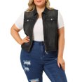 thumbnail image 1 of GRACE & GRANDEUR Veste Sans Manches en Denim Style Camionneur à Fermeture Éclair devant pour Femme Grande Taille, 1 of 6