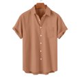 thumbnail image 2 of JIUKE Plus Size Shirts for Men Short Sleeve Button down Shirts Lapel Solid Color Loose Summer Vacation Blouses, 2 of 7