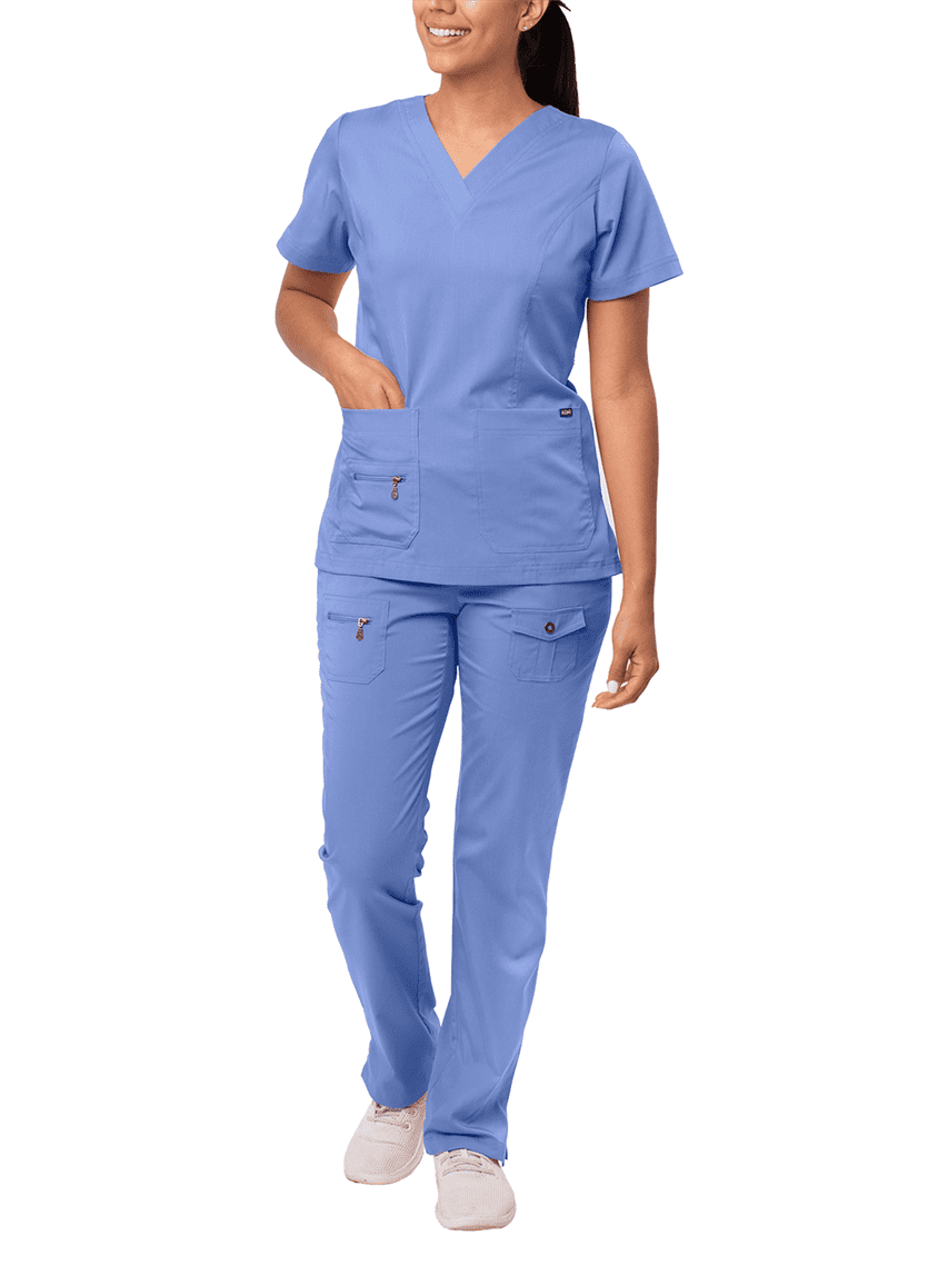 Adar Pro Breakthrough Plus Ensemble de Sarrau pour Femmes - Haut à Col en V Amélioré et Pantalon à Multiples Poches - Petite / Grande