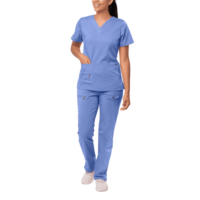 Adar Pro Breakthrough Plus Scrub Set For Women - Enhanced V-Neck Top & Multi Pocket Pants