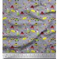 thumbnail image 1 of Soimoi Modal Satin Fabric Heart,Vehicles & Animals Cartoon Print Fabric by The Yard 42 Inch Wide, 1 of 3