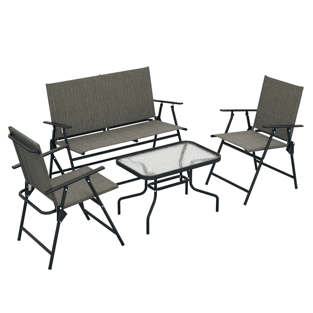 Outsunny Ensemble de Mobilier de Patio Extérieur 4 Pcs, Ensemble de Jardin avec Dossier