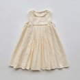 thumbnail image 4 of LUOGENLI Robe Filles Été Sans Manches Robe de Couleur Unie Décontractée pour Tout-Petits et Enfants Robe en Lin pour Filles Longueur Midi Beige 4-5 Ans, 4 of 5