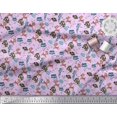 thumbnail image 2 of Soimoi Polyester Crepe Fabric Floral,Fish & Deer Cartoon Print Fabric by The Yard 52 Inch Wide, 2 of 3