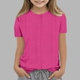 thumbnail image 2 of Plebaso Chemises à Illets pour Filles, Manches Courtes, Col Rond, Blouse Ajourée, Hauts d'Été Décontractés pour Enfants 3-12 Ans, 2 of 4