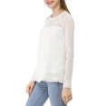 thumbnail image 4 of INSPIRE CHIC Blouses Décontractées pour Femmes à Col Rond en Dentelle Florale à Manches Longues en Chiffon, 4 of 6