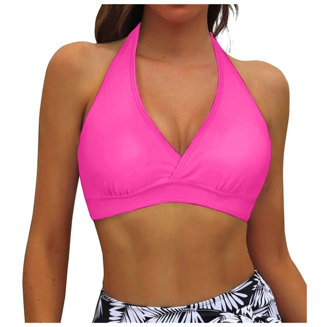 Women Bikini Top Push Up Swimsuit - Removable Padded Bra for Beach and Pool with Adjustable Support