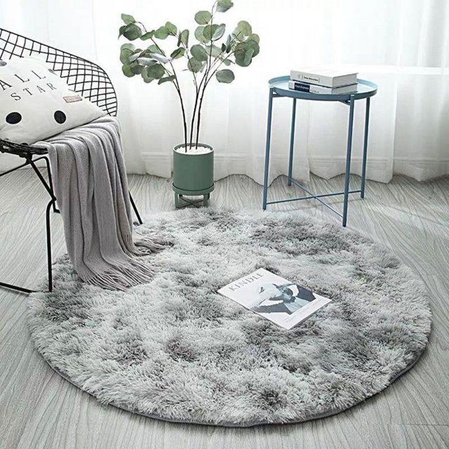 Fluffy Circle Rug for Bedroom Kids Room Teen‘s Room Shaggy Circular Rug for Nursery Room Cute Room Decor for Baby