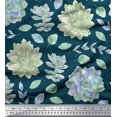 thumbnail image 2 of Soimoi Blue Rayon Crepe Fabric Leaves & Flower Floral Decor Fabric Printed Yard 46 Inch Wide, 2 of 3