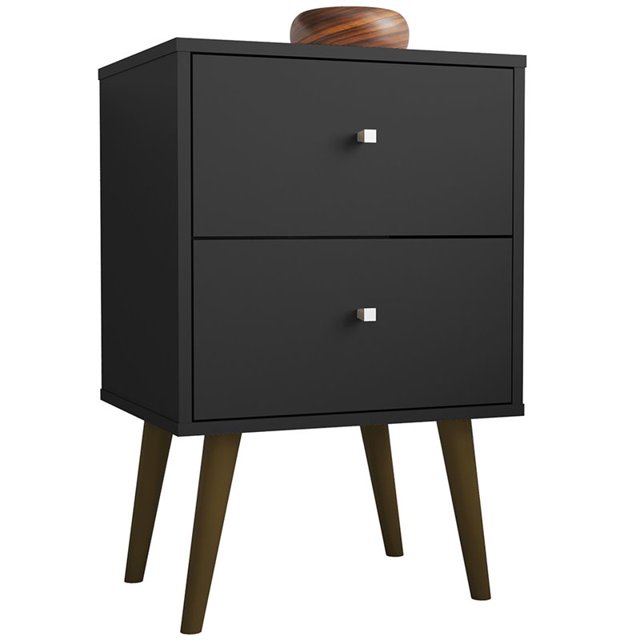 Manhattan Comfort Liberty 2.0 Table de Chevet 2 Tiroirs en Noir