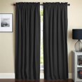 thumbnail image 1 of Blazing Needles Twill Drapery Panel Set with 3" Rod Pockets and Tiebacks (Set of 2), 84" by 52", Black, 1 of 2