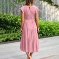 thumbnail image 4 of Summer Dress for Women with Sleeves Womens Summer Solid Color Temperament Flying Sleeves Large Skirt Mid Length Dress Summer Dress with Sleeves for Women Mid Length Dress for Women, 4 of 7