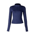 thumbnail image 3 of Veste Bleu Royal à Manches Longues pour Femmes Automne Hiver Col Bateau Imprimé Soleil Tunique Ajustée Sport Gym Yoga Décontractée Course Sortie Protection Solaire Veste Basique Ensembles Dames 2025 L, 3 of 5