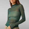 thumbnail image 4 of RXIRUCGD Mode Femmes Manches Longues Confortable Respirant Col Roulé Blouse Chemise Hauts, Vert Armée, Taille : M, 4 of 5